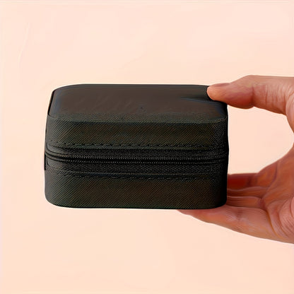 Luxurious Faux Leather Jewelry Organizer Box with Zipper and Multiple Compartments