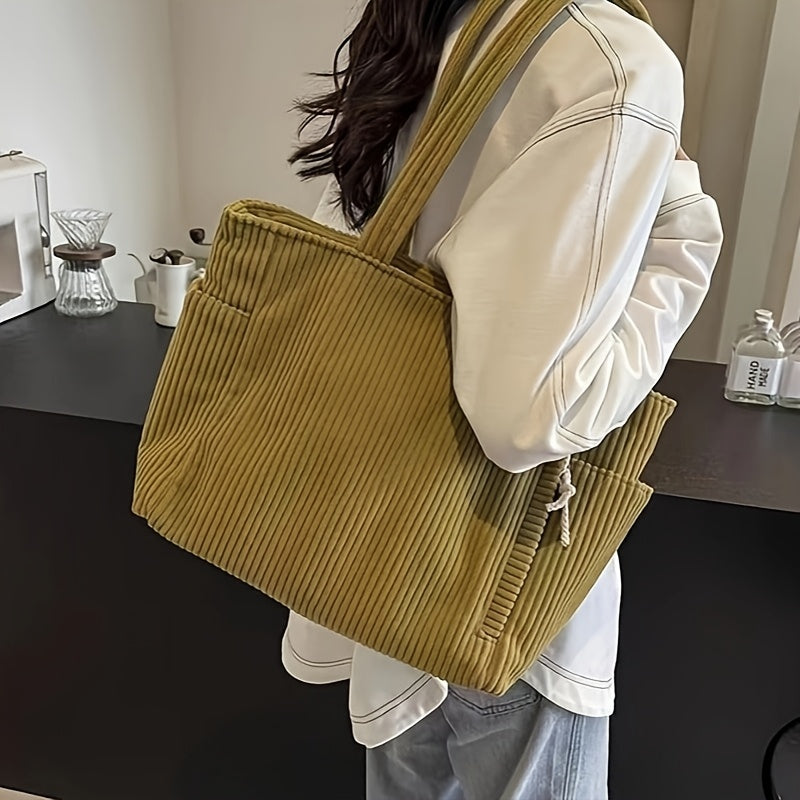 Women's A32 Corduroy Tote Bag with Large Capacity
