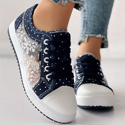 CHICME Women's Floral Casual Sneakers, Breathable and Comfortable