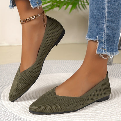 Women's Knit Pointed Toe Flats for Daily Comfort