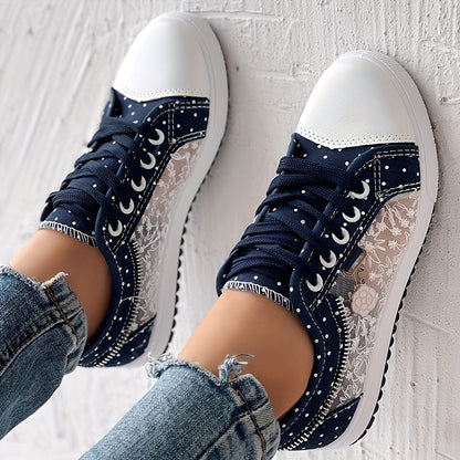 CHICME Women's Floral Casual Sneakers, Breathable and Comfortable
