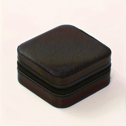 Luxurious Faux Leather Jewelry Organizer Box with Zipper and Multiple Compartments
