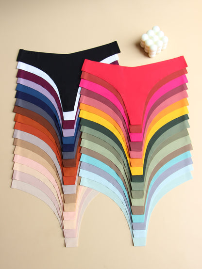 Random 12-Pack Seamless V-Style Thong Underwear for Women