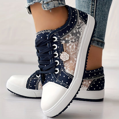 CHICME Women's Floral Casual Sneakers, Breathable and Comfortable