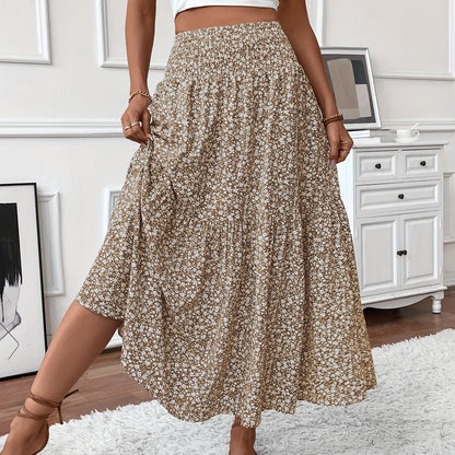 DP021742 Women's Casual Ditsy Floral Elastic Waist Pocket Skirt