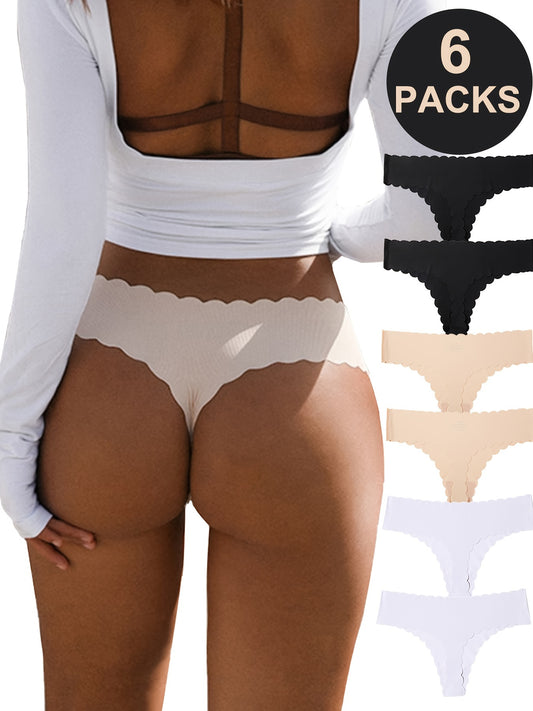 Pack Women's Seamless High-Waisted Thongs - Comfort and No Show Design.