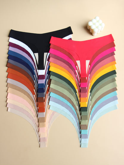 Random 12-Pack Seamless V-Style Thong Underwear for Women