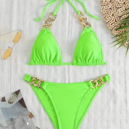 Women's Split Swimwear Chainless Sleeveless Sexy Bikini