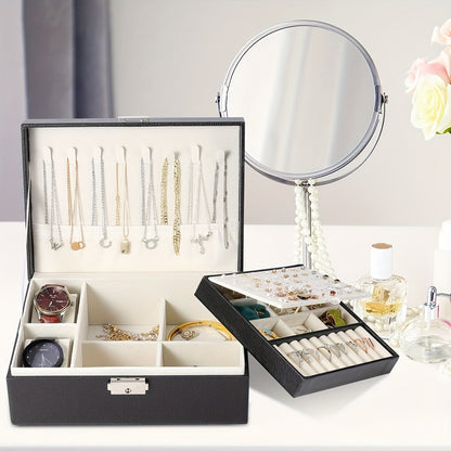 Large Capacity Double-Layer Jewelry Box for Women