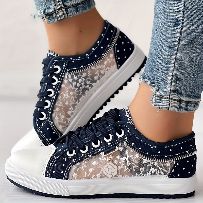 CHICME Women's Floral Casual Sneakers, Breathable and Comfortable