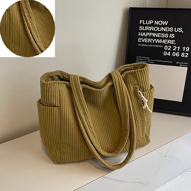 Women's A32 Corduroy Tote Bag with Large Capacity