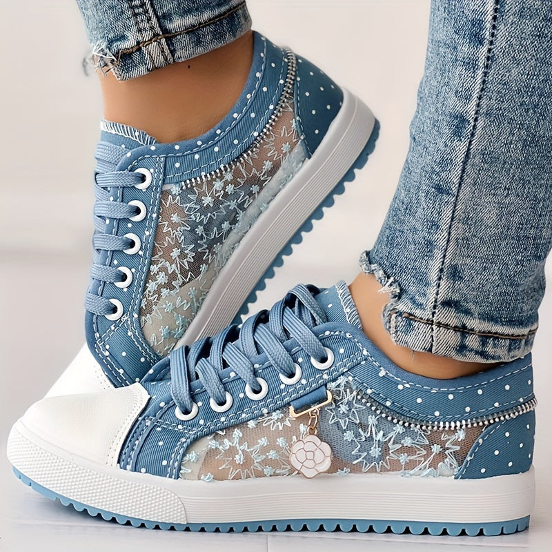 CHICME Women's Floral Casual Sneakers, Breathable and Comfortable